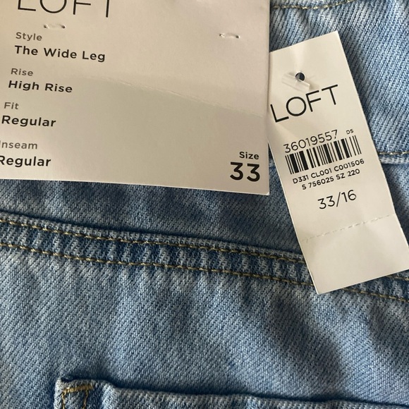 The Loft Patch Pocket High Rise Wide Leg Jeans Size 33 - Picture 16 of 16